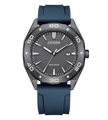 Citizen BM7638-02H Eco-Drive Men's Watch - Grey Dial, Blue Silicone Strap