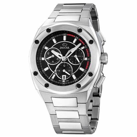 Jaguar Men's Swiss Quartz Chronograph Watch - Model J805/D, Stainless Steel Case, Black Dial, Sapphire Crystal