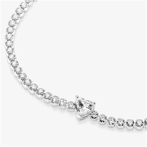 Bracciale tennis Pandora con cuore scintillante 590041C01-18 - Argento, zirconia cubica, 18 cm