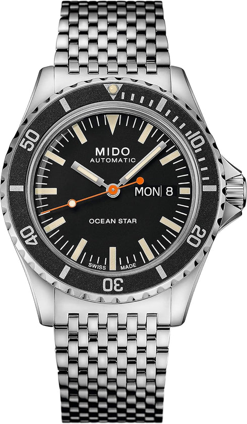 Mido Ocean Star Tribute M026.830.11.051.00 Orologio automatico da uomo - Quadrante nero, bracciale in acciaio inossidabile