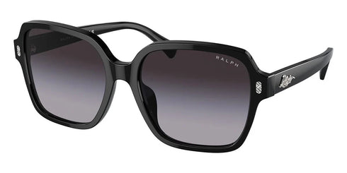 Ralph by Ralph Lauren RA5304U 5001/8G Occhiali da sole quadrati da donna - Montatura nera lucida, lenti grigio sfumato