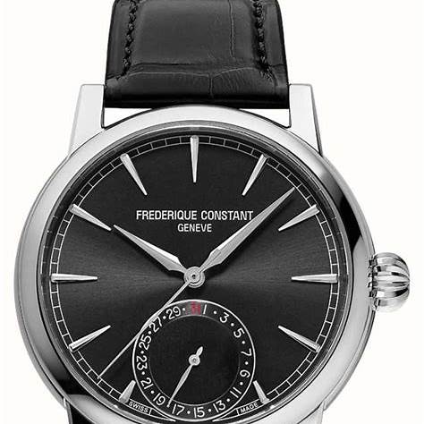 Orologio da uomo Frederique Constant Manufacture Classic Date FC-706B3H6 - Quadrante nero, cassa in acciaio, cinturino in pelle nera