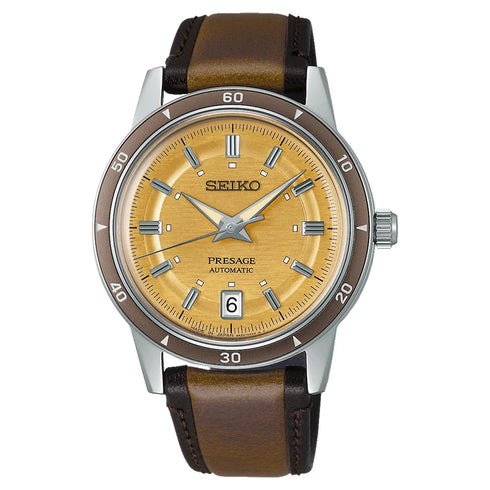 Orologio Seiko Presage Style 60s SRPL75J1 Uomo - Acciaio inossidabile 39,5 mm, quadrante giallo oro, movimento automatico