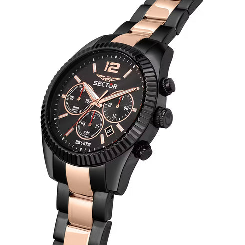 Sector 240 R3273640026 Men's Chronograph – 41mm Black & Rose Gold, Quartz