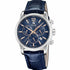 aguar J968/2 Men's Chronograph Watch - Blue Dial, Blue Leather Strap