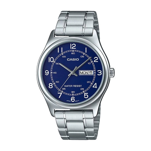 Reloj Casio MTP-V006D-2BUDF de acero inoxidable para hombre, esfera azul, día y fecha