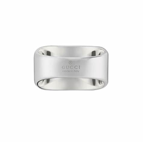 Gucci Tag Sterling Silver Square Signet Ring with Interlocking G Logo - Size 6