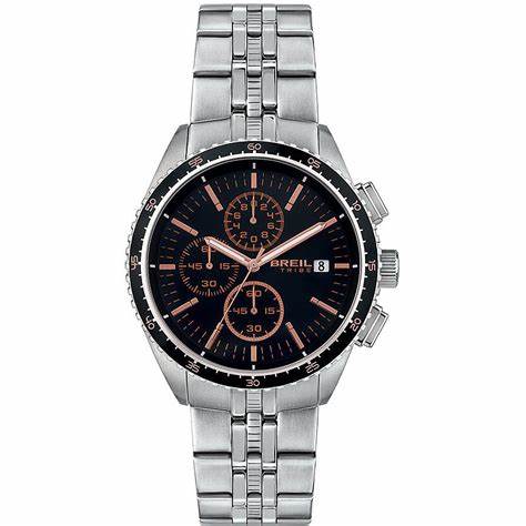 Breil Net EW0545 Men's Chronograph Watch - 42mm Blue Dial with Rose Gold Accents, Blue Steel Bracelet