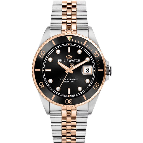 Philip Watch R8253597081 Orologio Caribe Sport da uomo - 42 mm, quadrante nero, acciaio bicolore