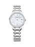 Orologio al quarzo da donna Baume & Mercier Classima MOA10478 - Cassa in acciaio inossidabile da 31 mm, quadrante in madreperla con lunetta di diamanti, datario, bracciale in acciaio inossidabile