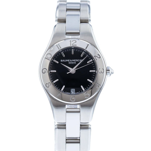 Baume & Mercier Linea MOA10010 Orologio al quarzo da donna - Quadrante nero, bracciale in acciaio inossidabile