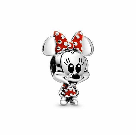 Pandora 798880C02 Charm Disney Minnie Mouse con abito e fiocco a pois - Argento con smalto rosso e nero