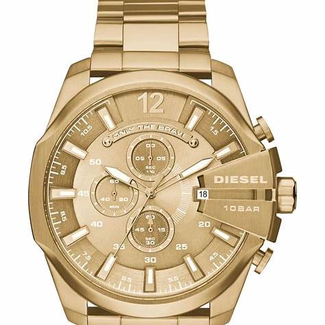 Diesel Mega Chief DZ4360 Men's Watch - Gold Dial, Gold Stainless Steel Bracelet