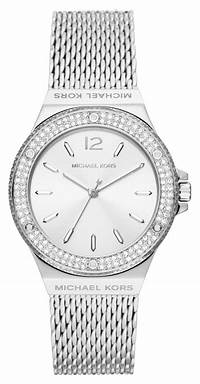 : Michael Kors MK7337 Women's Lennox Silver-Tone Watch with Crystal-Accented Bezel