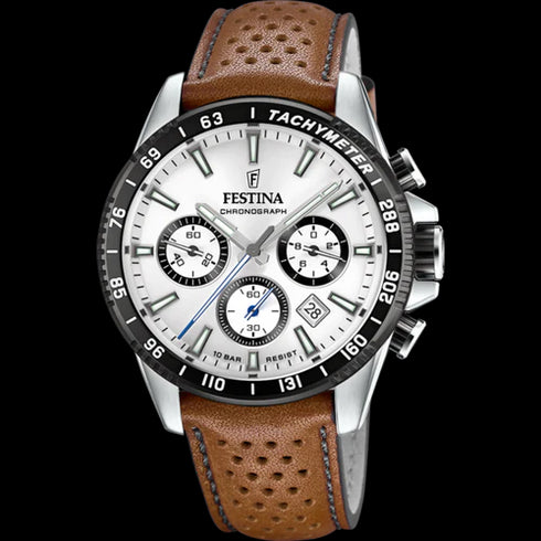 Festina F20561/1 Men’s Chronograph – 45mm, Leather Strap, 10 ATM