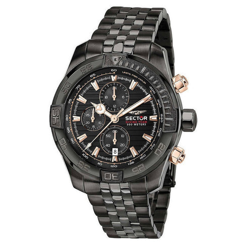 Sector R3273635003 Men's Chronograph – 45mm Black Steel, 300M Water Resistant
