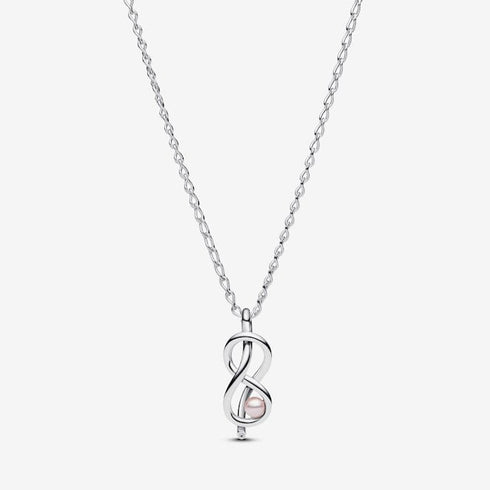 Pandora 393762C01-50 Infinity Knot Necklace - Sterling Silver, Pink Pearl