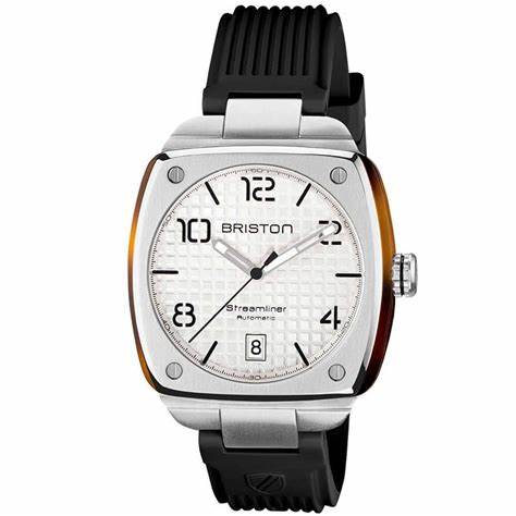 BRISTONBriston Streamliner Urban Automatic Watch 23640.S.T.2.RB - White Dial, Black Rubber StrapWATCHESEcecile