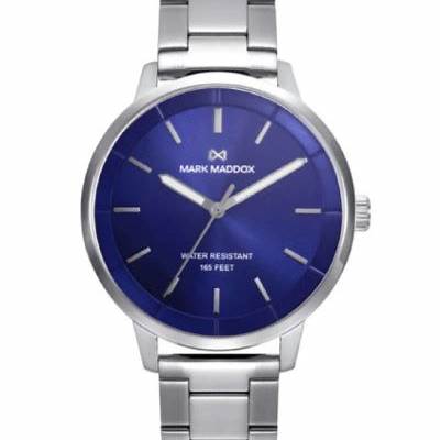 : Mark Maddox HM1013-37 Men's Analog Watch - Stainless Steel Bracelet, Blue Dial