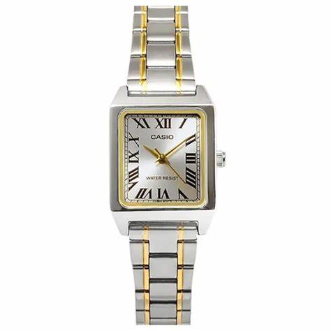 Casio LTP-V007SG-9BUDF Women's Watch - Beige Dial, Two-Tone Stainless Steel Band