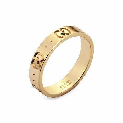 Gucci Icon 18ct Yellow Gold 4mm Band Ring - Size 6