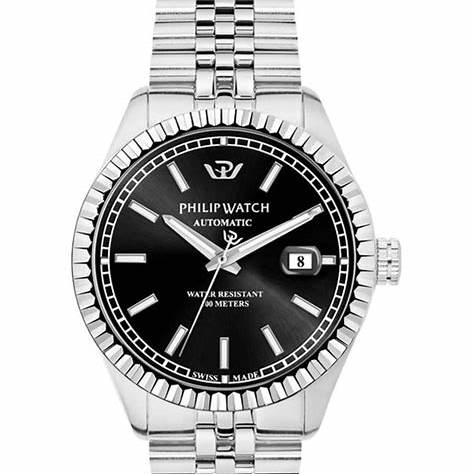 Philip Watch Caribe R8223597023 Orologio automatico da uomo - Acciaio inossidabile, quadrante nero