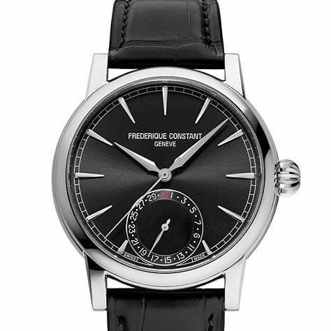 Orologio da uomo Frederique Constant Manufacture Classic Date FC-706B3H6 - Quadrante nero, cassa in acciaio, cinturino in pelle nera