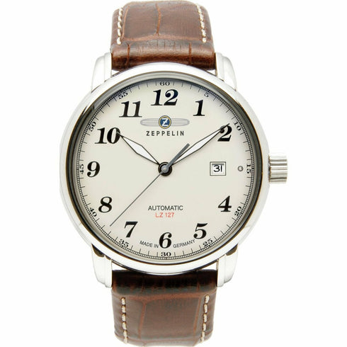 Zeppelin LZ127 Graf Zeppelin Automatic 7656-5 Men's Watch - Beige Dial, Brown Leather Strap