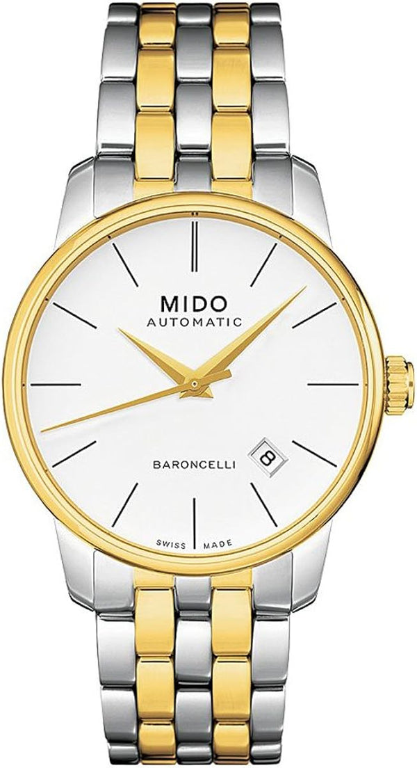 Mido Baroncelli II Orologio automatico da uomo - Acciaio inossidabile, quadrante bianco, 38mm