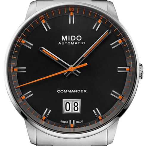 Mido Commander Big Date M021.626.11.051.00 Orologio automatico da uomo - Quadrante nero, bracciale in acciaio inossidabile