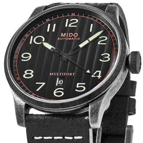 Orologio da uomo Mido Multifort Automatic - Quadrante nero, cinturino in pelle nera, 44 mm