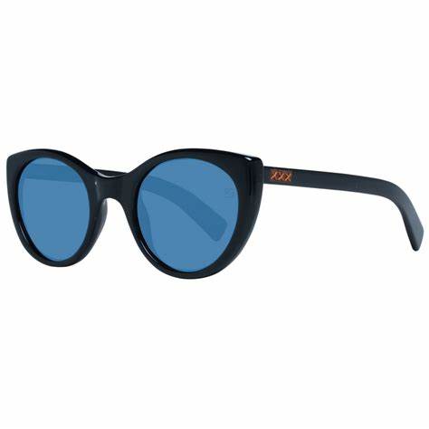 Ermenegildo Zegna Couture ZC0009 01V50 Unisex Sunglasses - Black Acetate Frame, Blue Zeiss Lenses, 50mm