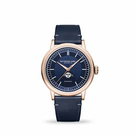 Raymond Weil Millesime Moon Phase 39,5 mm Orologio automatico - PVD oro rosa, quadrante blu notte