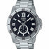 Casio MTP-VD200D-1BUDF Herren-Edelstahlarmbanduhr – Schwarzes Zifferblatt