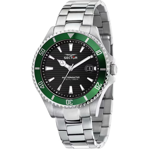Sector 230 R3223161008 Orologio automatico da uomo - Acciaio inossidabile, quadrante nero, lunetta verde