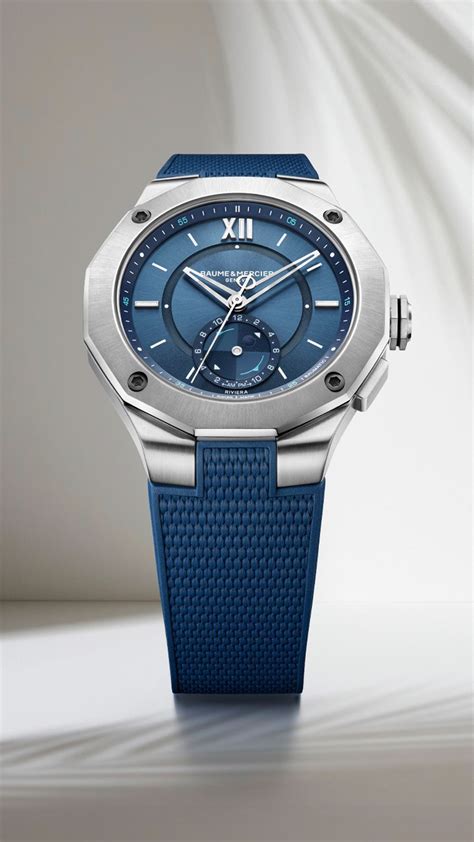 Orologio da uomo Baume & Mercier Riviera 10761 Limited Edition - Cassa in acciaio 43 mm, quadrante blu, movimento automatico baumatico, funzione tideografo