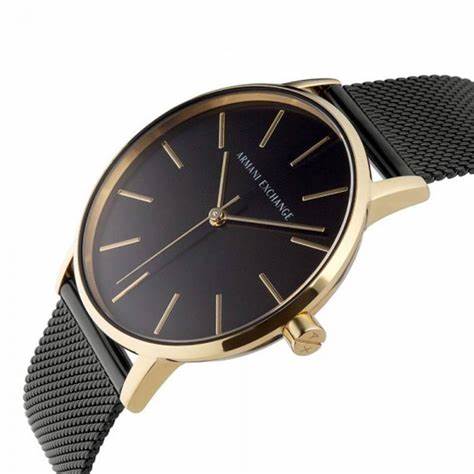 Armani Exchange AX5548 Women's Lola Black Dial Gold-Tone Mesh Watch