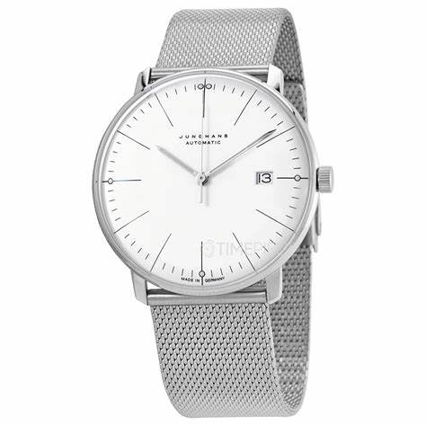 Junghans Max Bill Automatic Men's Watch 027/4002.46 – 38mm Stainless Steel Case, Matte Silver-Plated Dial, Milanaise Bracelet