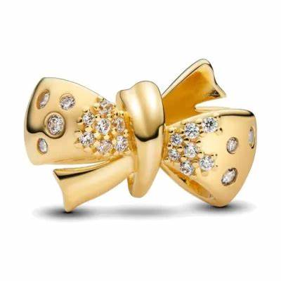 Pandora 763442C01 Charm con fiocco scintillante - Placcato oro 14k, zirconia cubica