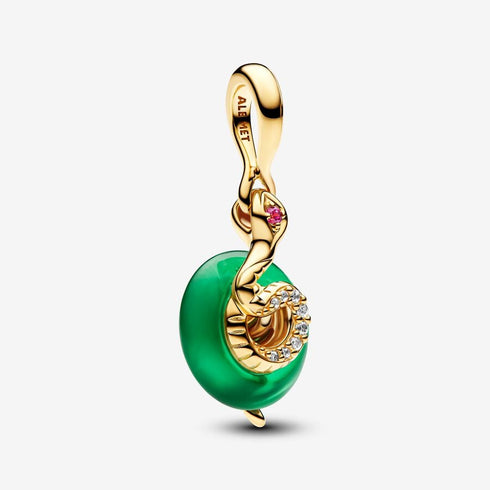 PANDORAPandora 763617C01 Snake Green Murano Glass Dangle Charm – 14k Gold - PlatedBIJOUXEcecile