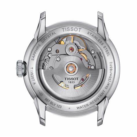 Tissot Chemin des Tourelles Powermatic 80 Women's Watch T1392071611100 - 34mm, Mother-of-Pearl Dial, Red Leather Strap