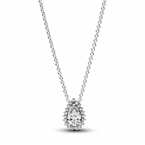 PANDORAPandora 392832C01‑45 Timeless Sparkling Pear Halo Sterling Silver Necklace – 45 cmBIJOUXEcecile