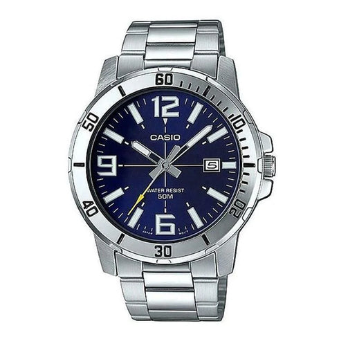 Casio MTP-VD01D-2BVUDF Herren Analog Uhr - Edelstahlarmband, Blaues Zifferblatt