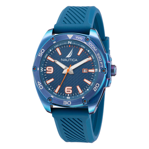 Nautica Tin Can Bay NAPTCF201 Men’s 3‑Hand Watch – Blue Dial, 44 mm