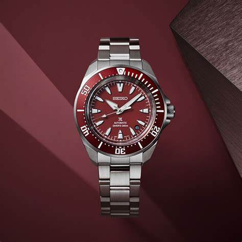 Seiko Prospex SRPL11K1 'Samurai' Automatische Herren-Taucheruhr - Rotes Zifferblatt, Edelstahlarmband