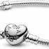 Pandora 590719-21 Bracciale Moments con chiusura a cuore e catena a serpente - Argento, 21 cm