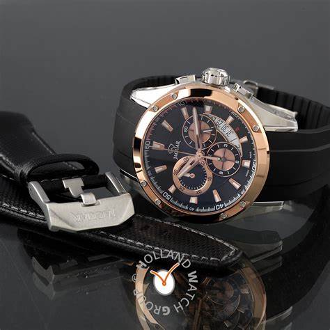 Jaguar Men's Swiss Quartz Chronograph Watch - Model J689/1, Stainless Steel Case with Rose Gold PVD, Black Dial, Black Rubber Strap