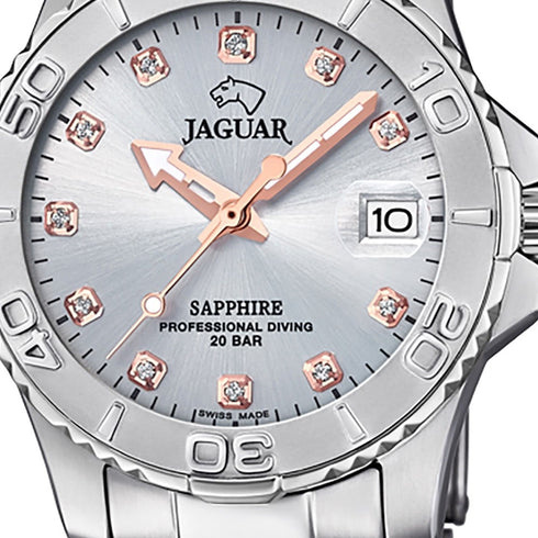 Orologio subacqueo Jaguar Executive J870/2 Donna - Acciaio inossidabile, quadrante argento con cristalli
