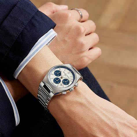 Frederique Constant Highlife Chronograph Automatic FC-391WN4NH6 – White Dial with Blue Sub-Dials, Stainless Steel Bracelet