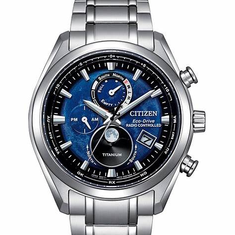 Citizen BY1010-81L Super Titanium Moonphase Watch - Blue Dial